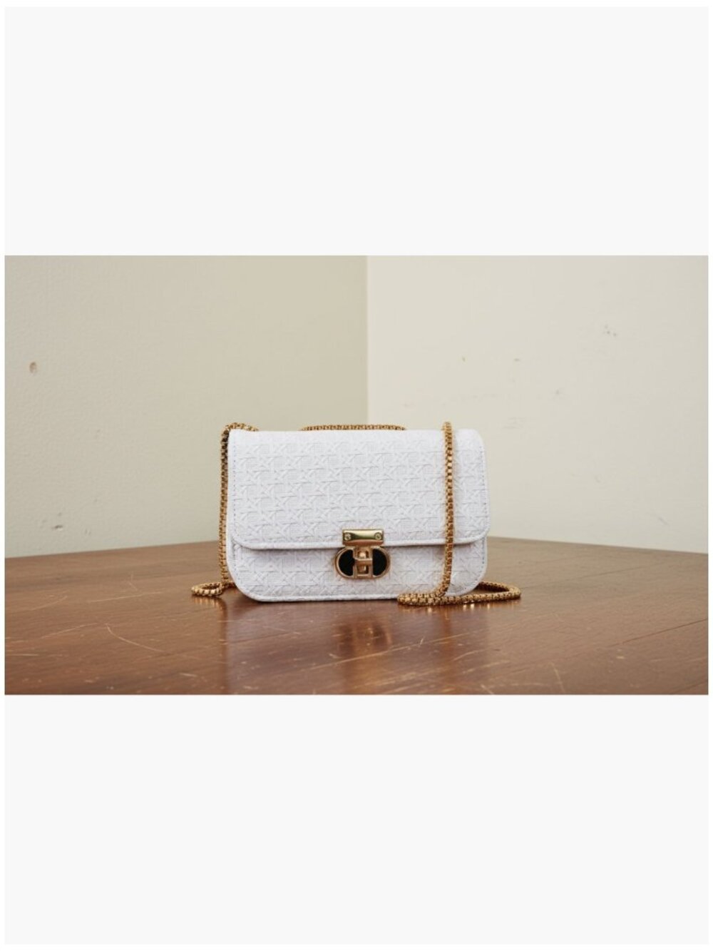 PU Leather Mini Shoulder Bag with Gold Chain Strap